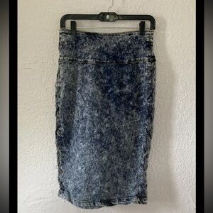 Roma Studio Acid Washed Pencil Skirt Knee Length Stretch Denim Size Medium